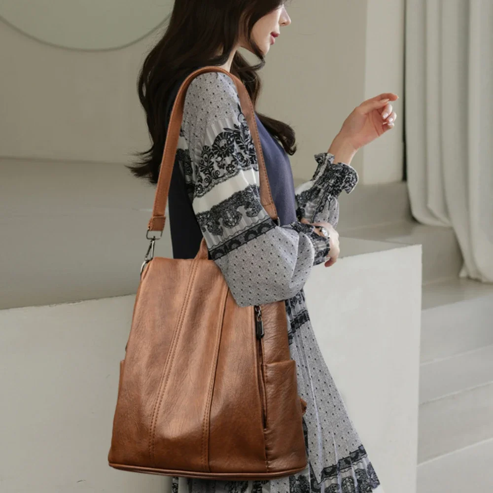 Tas Ransel Laptop Anti Maling  - Leather Backpack Vintage ulasan dan harga